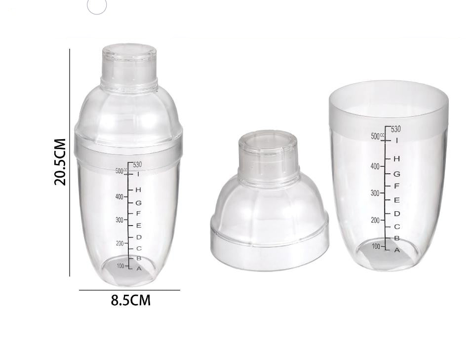 Coctelera Plástico transparente Graduado 3 Piezas