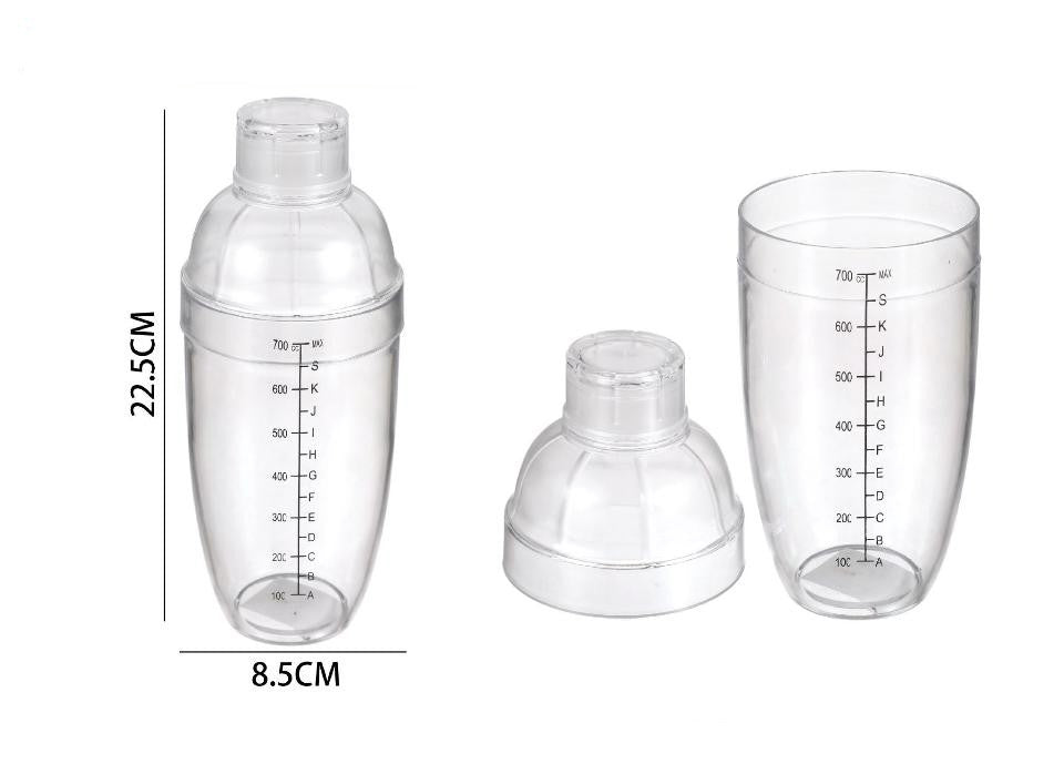 Coctelera Plástico transparente Graduado 3 Piezas