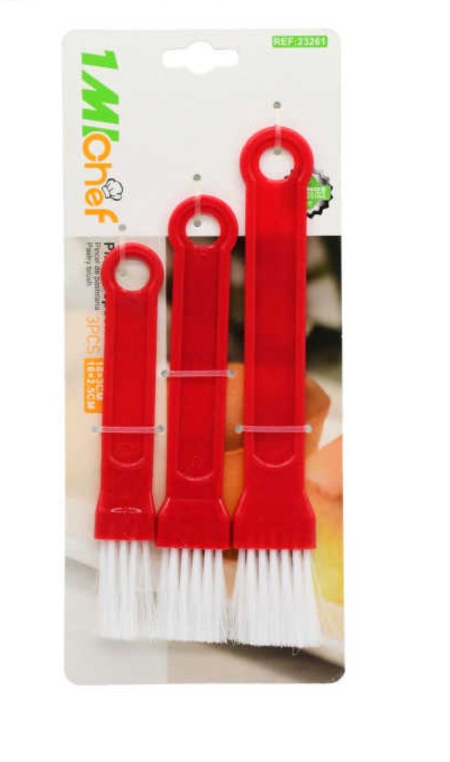Set De 3 Pinceles De Repostería Mango Rojo
