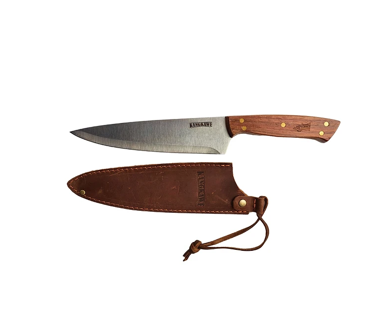 CUCHILLO 8" PARRILLERO C/FUNDA CUERO CAFÉ