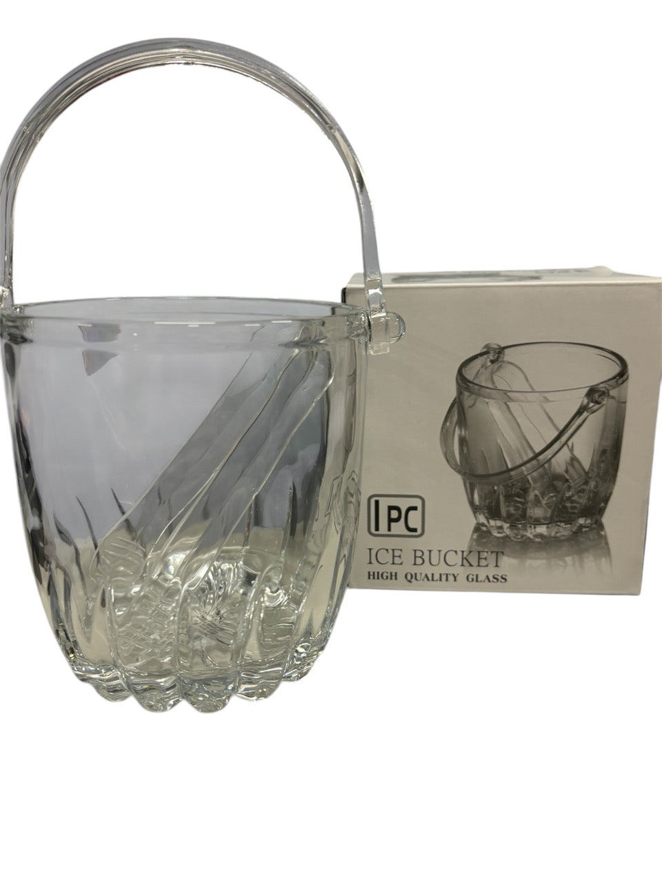 Hielera de vidrio con pinza y asa napoles