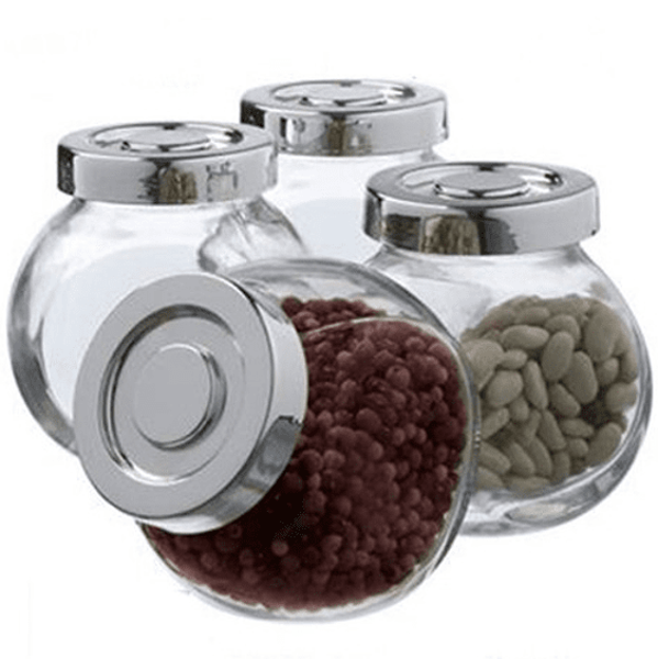 Set De 4 Frascos Vidrio Para Especies Condimentos