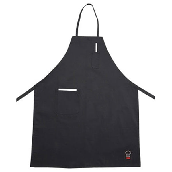 Delantal Pechera Color Negro Con Bolsillo 84x66Cm