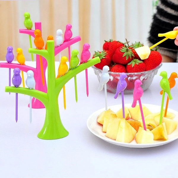 Pincho Para Aperitivos Pájaro Colorido 6Pcs