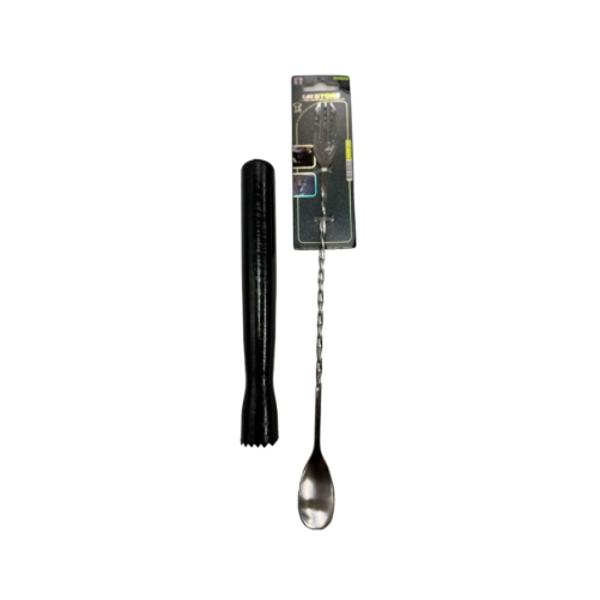 Set Cocktail Cuchara Tridente + Macerador Acero Inox Oferta