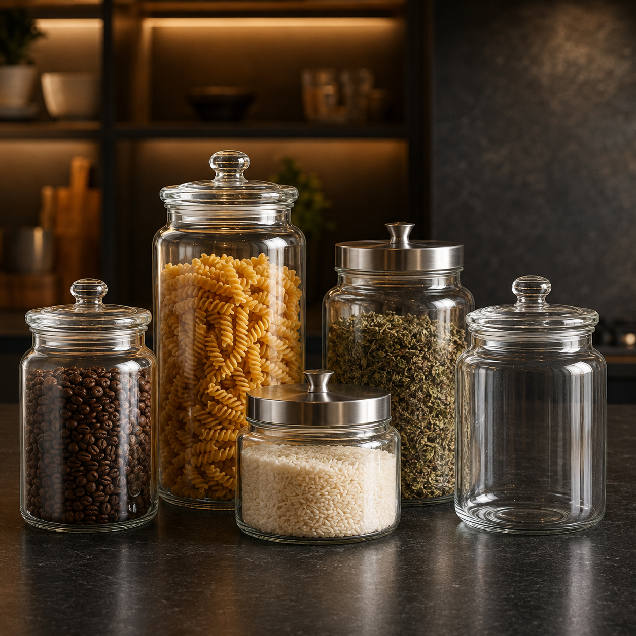 Frascos y contenedores de vidrio para almacenar alimentos