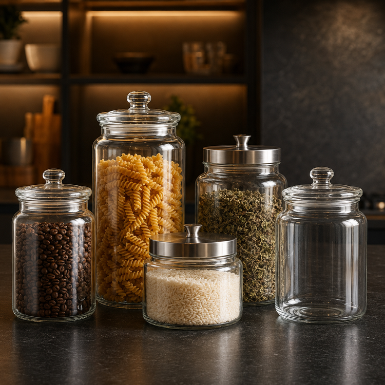 Frascos y contenedores de vidrio para almacenar alimentos
