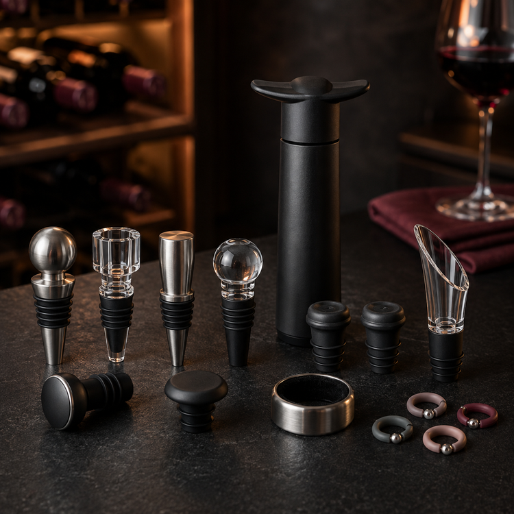 Tapones, bomba de vacío y accesorios para conservar vin