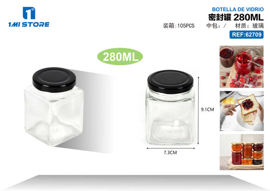 Botella De Vidrio 280 Ml Con Tapa