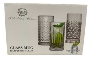 Set 6 Vasos Altos Tallados Para Tragos Coctel 370cc Alysa