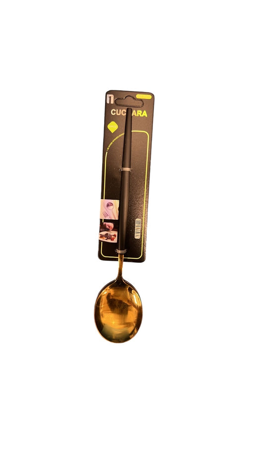 Set de 2 cucharas doradas con mango negro