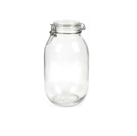Frasco de vidrio transparente con tapa hermética de 3 litros