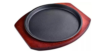 Plancha Plato De Fierro Fundido Con Base Madera  Sartén