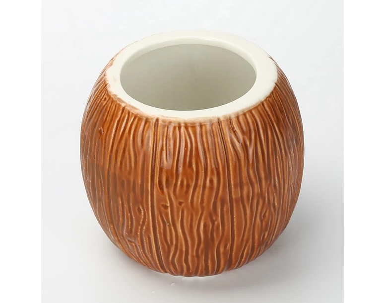 Vaso Decorativo Para Trago Forma De Coco Ceramica 500ml tiki